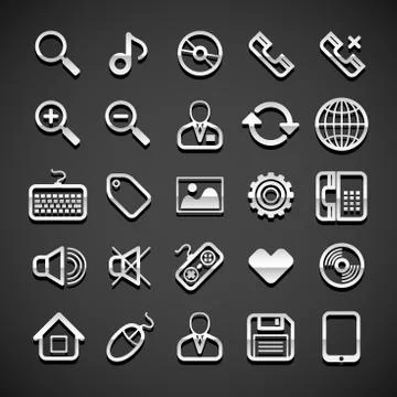 Flat metallic universal icons Stock Illustration