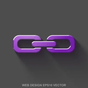 Flat metallic web design 3D icon. Purple Glossy Metal Link on Gray background Stock-Illustration