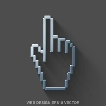 Flat metallic web development 3D icon. Polished Steel Mouse Cursor on Gray Stock Illustration