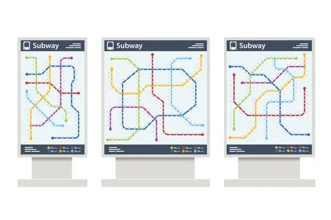 Flat metro or subway map isolated on white background. Underground way Stock Illustration