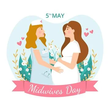 Flat midwives day illustration Stock Illustration