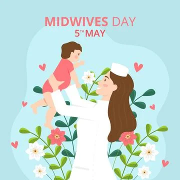Flat midwives day illustration Stock Illustration