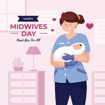 Flat midwives day illustration Stock Illustration