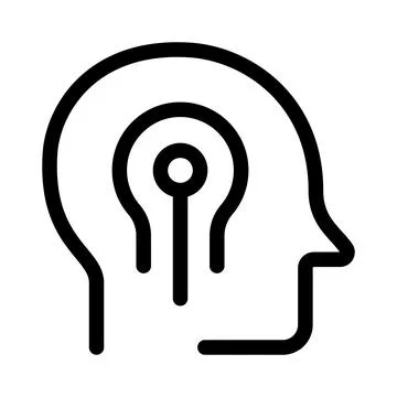 Flat Minimal Brain Keyhole Icon  Modern Outline Symbol for Ideas and Knowledg Stock Illustration