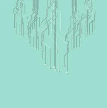 Flat minimal cyan circuit board tech background Illustrazione stock