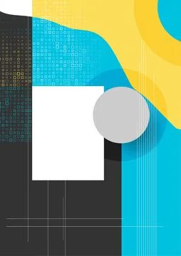 Flat minimal geometric abstract flyer design with lines and square dots Stock Illustration