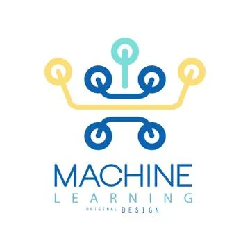 Flat minimal icon of machine learning and data science technology. Artificial Stock Illustration