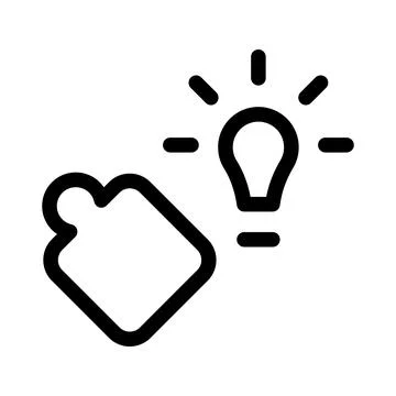 Flat Minimal Puzzle Light Icon  Modern Outline Symbol for Idea, Creativity,.. Stock Illustration