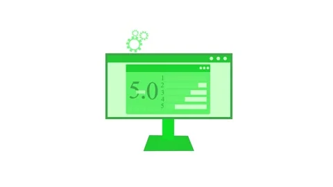 Flat minimalist animation of a desktop computer monitor with a browser window Stock Footage 337023233