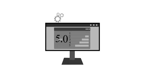 Flat minimalist animation of a desktop computer monitor with a browser window Stock Footage 337023243