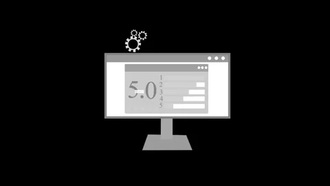 Flat minimalist animation of a desktop computer monitor with a browser window Stock Footage 337023264