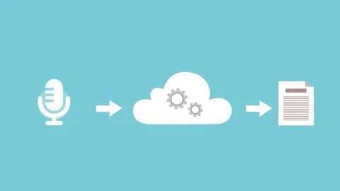 Flat minimalist animation showing audio-to-text workflow animation Vidéo 334762964