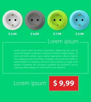 Flat minimalist vector template business design. Sockets. Stock Illustration