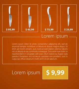 Flat minimalist vector template business design. Kitchen knives. Flat vect... Stock Photos