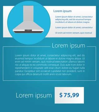Flat minimalist vector template business design. Kitchen hood. Flat vector... Stock Photos