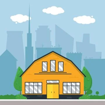 Flat mobern house building Stock Illustration