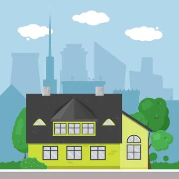 Flat mobern house building Stock Illustration