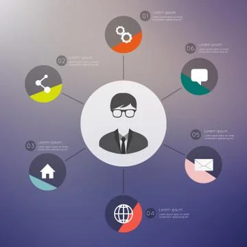 Flat Mobile UI Design. Infographic of network analytics - vector illustration Stock Illustration
