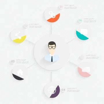 Flat Mobile UI Design. Infographic of network analytics - vector illustration Stock Illustration