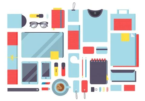 Flat mockup design vector illustration concept icons set of business working Illustrazione stock