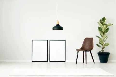 Flat with mockup of posters Stock Photos