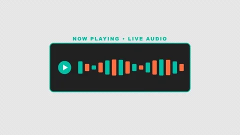Flat Modern Audio Waveform Equalizer Bars HUD Transparent Pulsing Play Button 库存影片 347359890