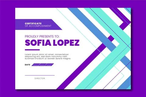 Flat modern certificate of accomplishment Stock Illustration