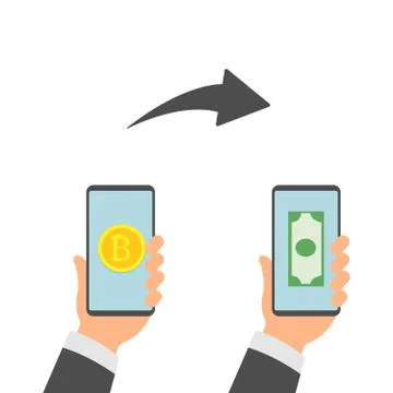 Flat modern design concept of cryptocurrency technology, bitcoin exchange Stock Illustration