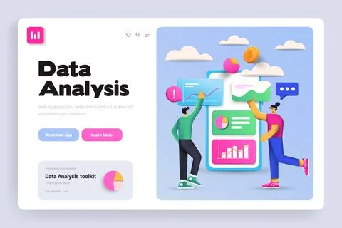 Flat Modern design Illustration of Data Analsis - Landing page design Stock Illustration