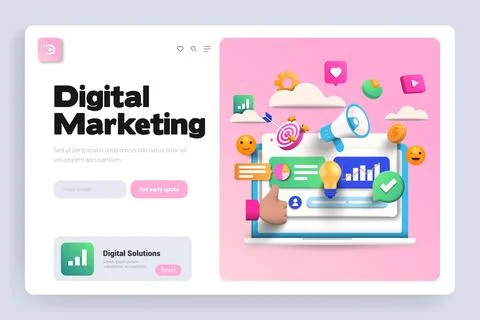 Flat Modern design Illustration of Digital Marketing - Landing page design Ilustración de archivo