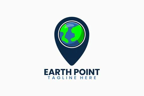Flat modern earth pin point logo template Stock Illustration