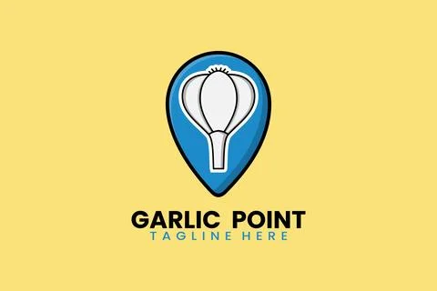 Flat modern garlic pin point logo template vector 스톡 일러스트