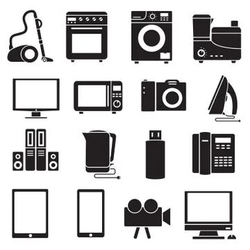 Flat modern kitchen appliances set icons concept. Vector illustr Stock Illustration