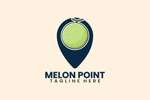 Flat modern melon pin point logo template Stock Illustration