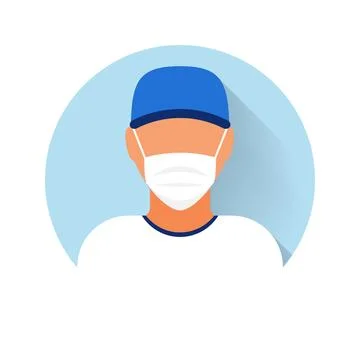 Flat modern minimal avatar icon with medical mask. Business concept, global 스톡 일러스트