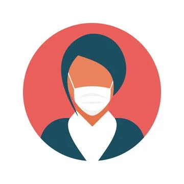 Flat modern minimal avatar icon with medical mask. Business concept, global 스톡 일러스트