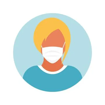 Flat modern minimal avatar icon with medical mask. Business concept, global 스톡 일러스트