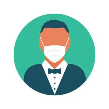 Flat modern minimal avatar icon with medical mask. Business concept, global 스톡 일러스트