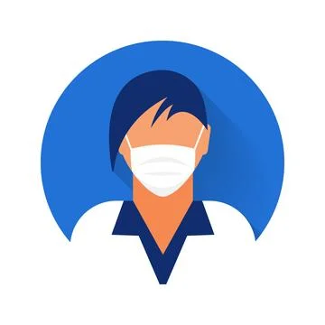 Flat modern minimal avatar icon with medical mask. Business concept, global 스톡 일러스트