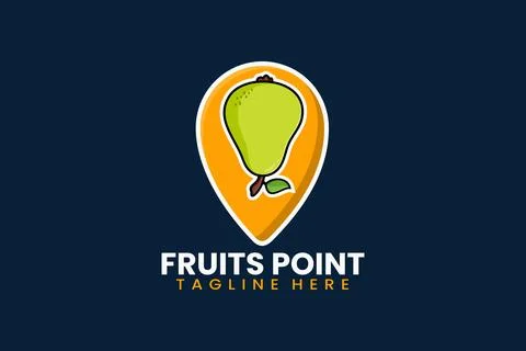 Flat modern pear pin point logo template Stock Illustration