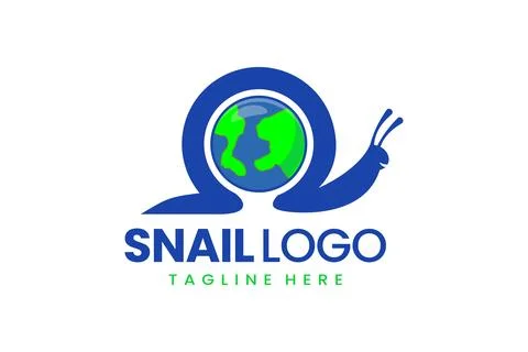 Flat modern simple logo snail earth logo template Stock Illustration