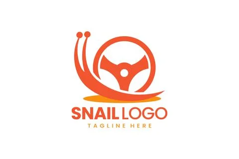 Flat modern simple logo snail driver logo template Stock Illustration