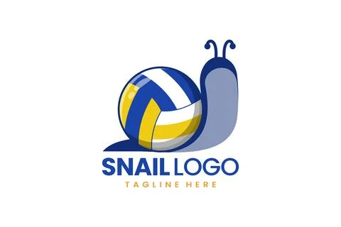 Flat modern simple snail volley ball logo template 스톡 일러스트