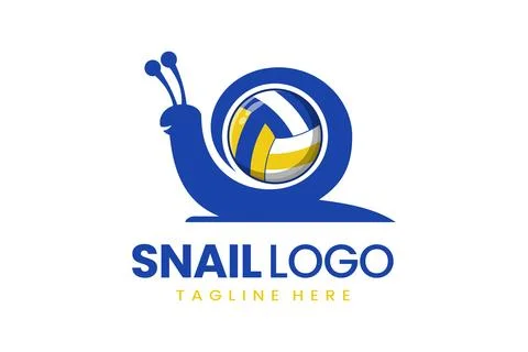 Flat modern simple snail volley ball logo template Stock Illustration