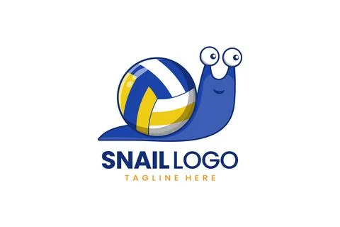 Flat modern simple snail volley ball logo template Stock Illustration