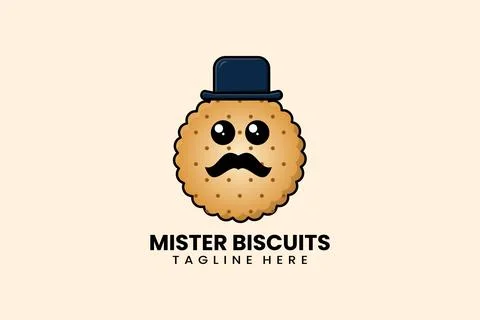 Flat modern template mister biscuits logo vector Illustrazione stock