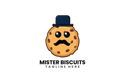 Flat modern template mister biscuits logo vector Stock Illustration