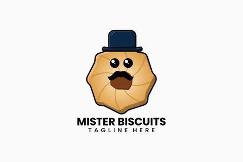 Flat modern template mister biscuits logo vector Illustrazione stock