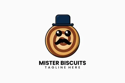 Flat modern template mister biscuits logo vector Illustrazione stock