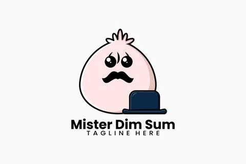 Flat modern template mister dim sum logo Illustrazione stock